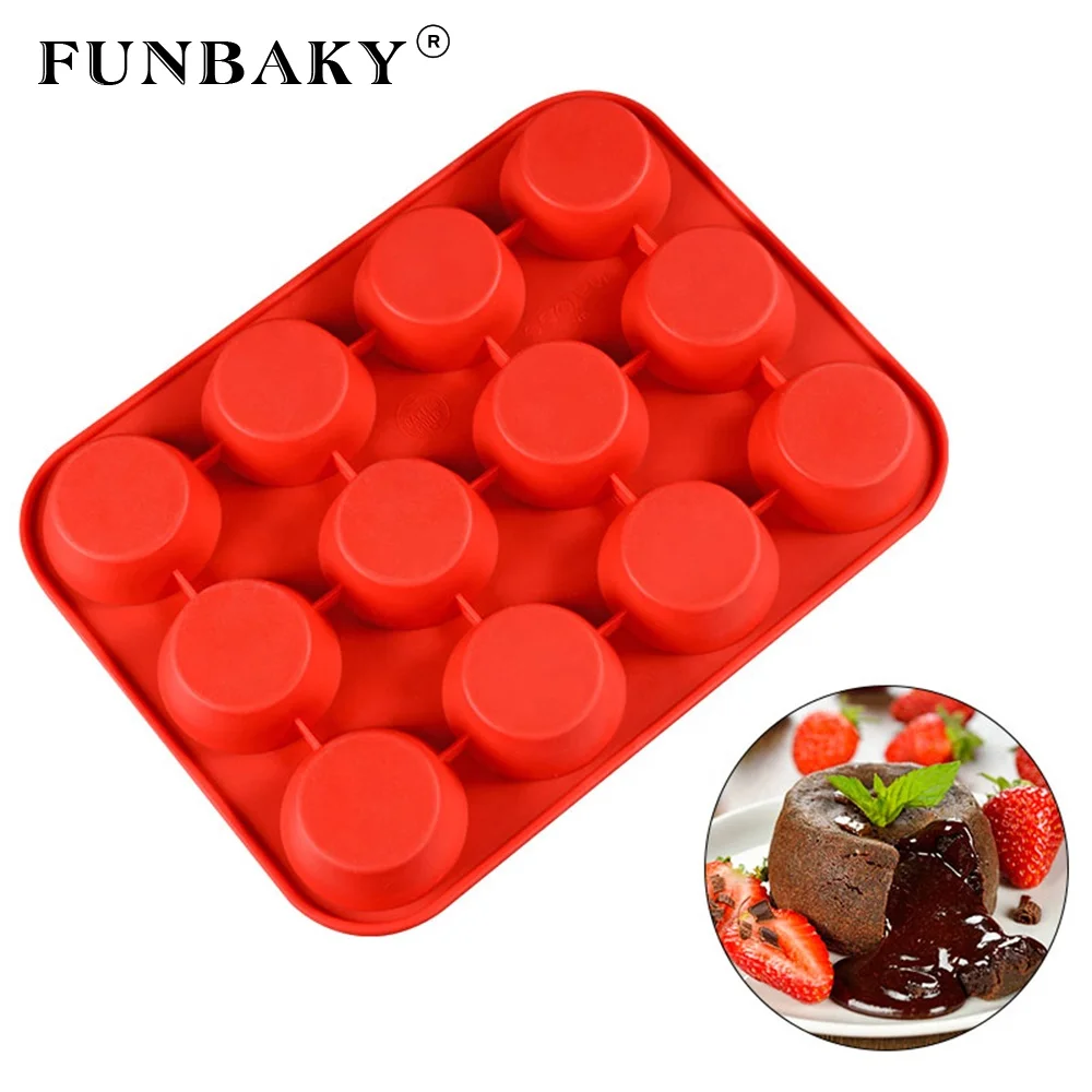 

FUNBAKY Silicone kitchen tools muffin 12 cavity muffin cake bakeware making molds heat resistant silicone cup cake baking, Customized color