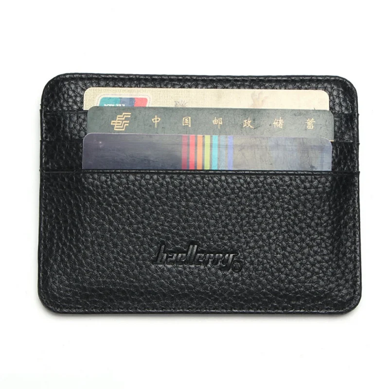 

New arrival mens simple designer pu leather business card holder slim wallet leather name card holder