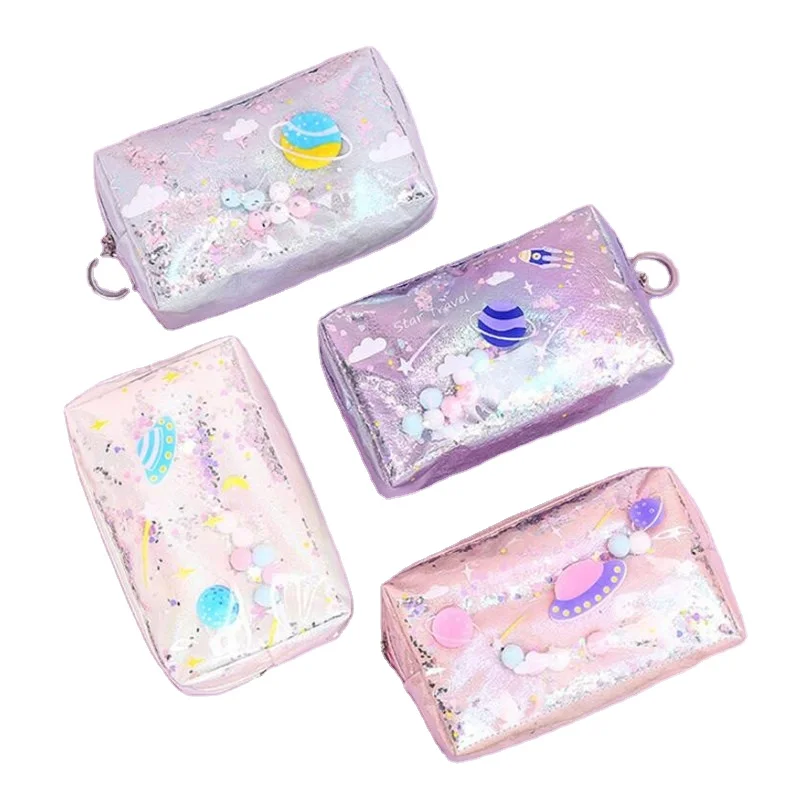 

100% Holographic pink rainbow color cute Clear PVC or TPU Fashion Travel Organizer Makeup Cosmetic Bag, Pink , white , black , gold , blue,as customized