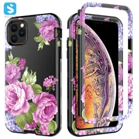 

Silicone rubber scratch-resistant Oil painting flower full-body phone case cover for iPhone 11 Pro 2019 5.8Inch /11 2019 6 Inch