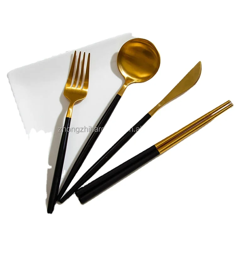 

304 stainless steel flatware set bulk gold cutlery set