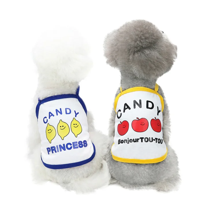 

Cute Dog Vest Thin Cartoon Letters Chihuahua Puppy Sleeveless Shirt Lemon Summer Pet Clothing S-XXL