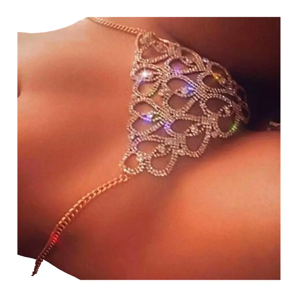 

New Belly Chain Waist Jewelry Heart Rhinestone Panties Bikini Morocco Body Chain Jewelry Sparky Sequin Thong G-String Chain Sexy, Picture shows