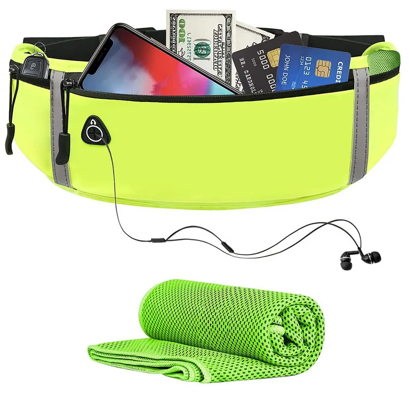 

2021 3 Pockets Slim Running Belt Funny Pack Sport Waist Bag Sports Waist Belt, Custom