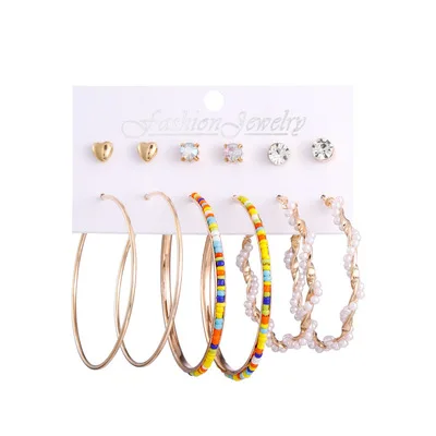 

MYSO Fashion Earring Set Exquisite Earrings For Women Rhinestone Pearl Earrings Six Sets