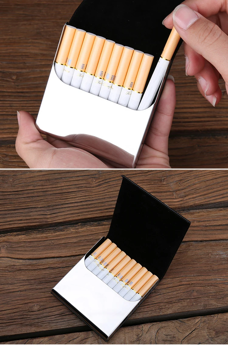 Wholesale New factory designer automatic mens Metal+PU 20pcs cigarettes cases  holder men's gift tobacco box From m.