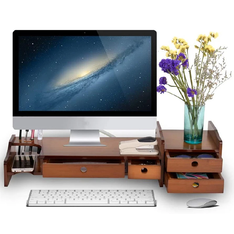 

Simple computer heightened rack desktop storage rack solid wood desktop storage box on office