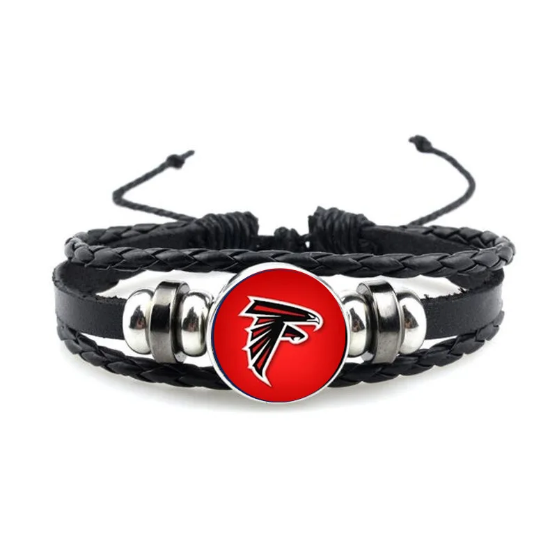 

Hot Selling Leather Personality Vintage Weave Multi-layer American Football NFL Team straps Bracelet, Mix colors