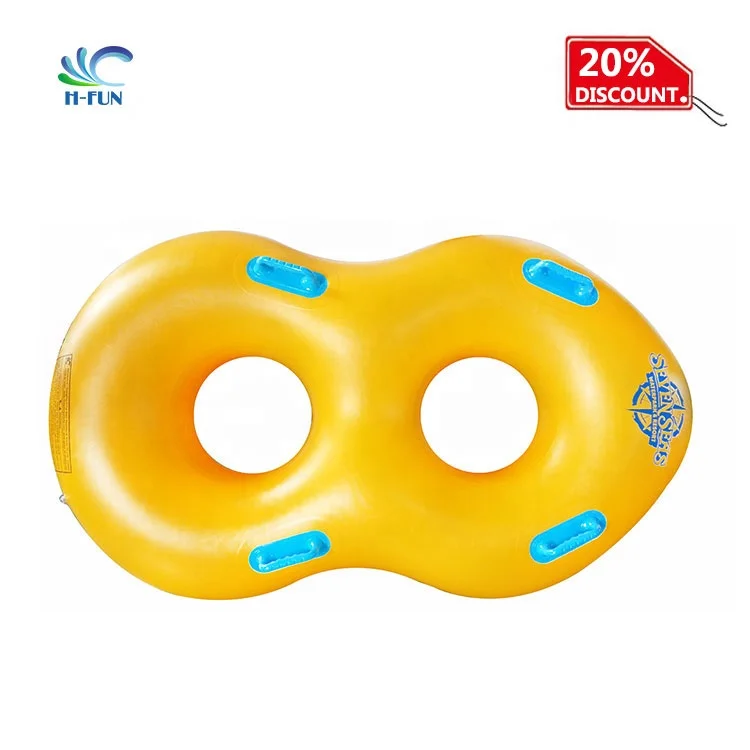 

30 Gauge PVC Two Person Waterpark Tube for tsunami wave pool or water slide tube, Yellow, blue