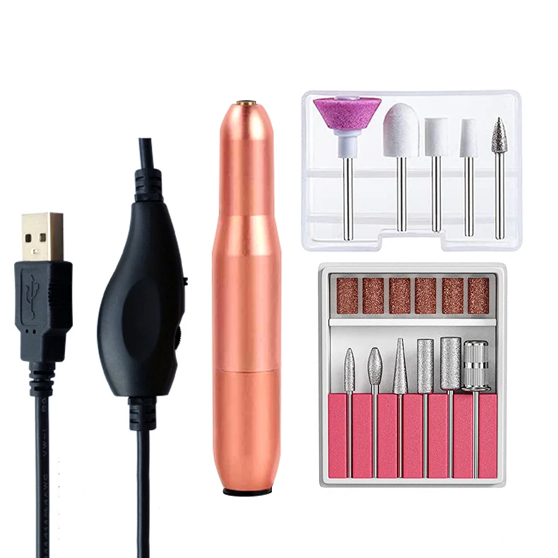 

Electric Nail File Manicure Drill Handpiece Kit Drill Pen Machine Set USB Portable Electric Nail Polisher Nail Drill Handpiece