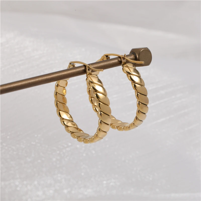 

New Trendy Earring 18K PVD Gold Plated Line Hoop Earring Stainless Steel Hoop Earring