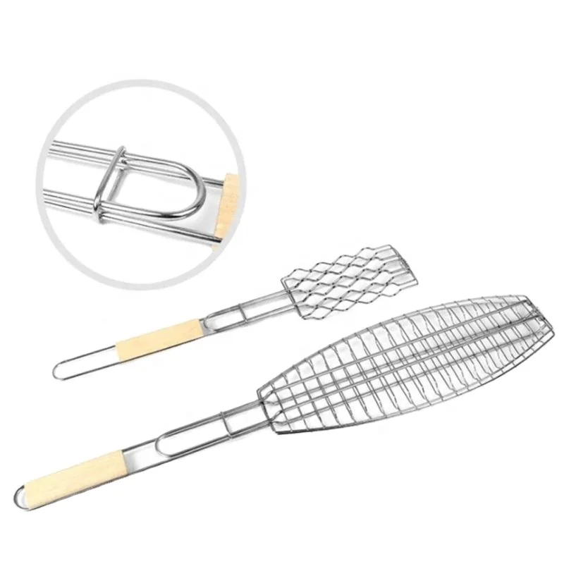 

TY Outdoor BBQ Fish Eggplant Corn Barbecue Holder Barbecue Grill for Toasted Bread Grilled Sausages Family BBQ Party Accessories, Silver