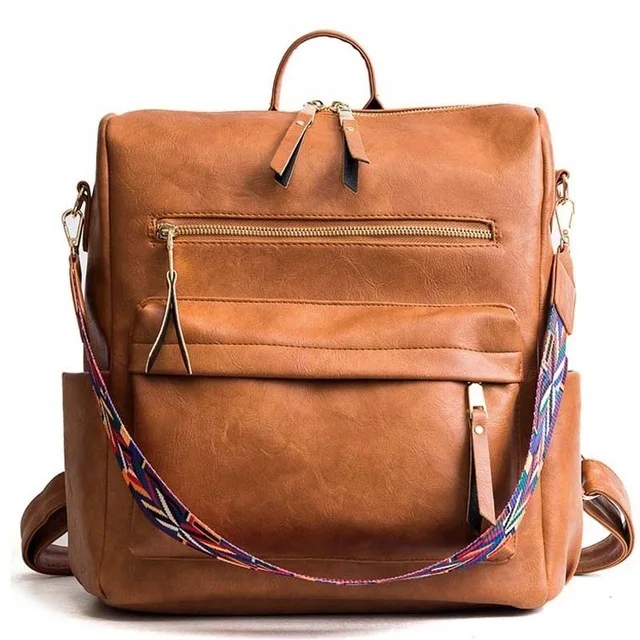 

Wholesale Large Capacity Casual Students School Bag Backpack Women Multifunction Travel Leather Backpack, Customized color