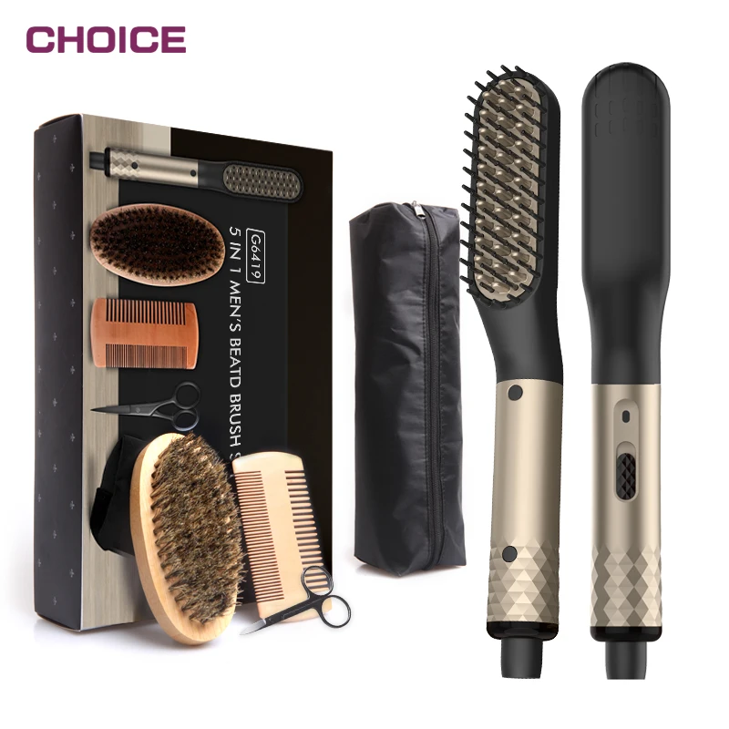 

Custom Hair Straight Brush Corded Heated Men Comb Ionic Electric Bamboo Professional Hair Combs And Brushes Set