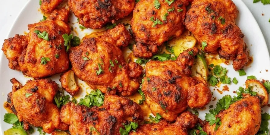 Homemade tandoori chicken on a plate
