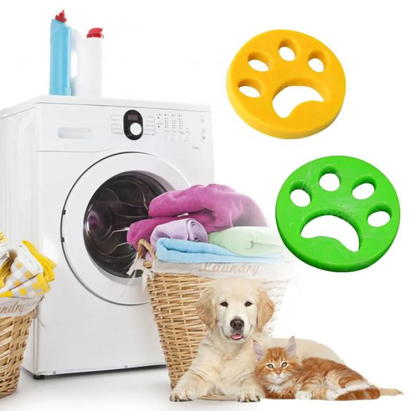 

Factory Cheap Price 2 Pack Reusable Sticky Washing Machine Hair Catcher Pet Fur Catcher Zapper Pet Hair Removerfor Laundry, Green /orange
