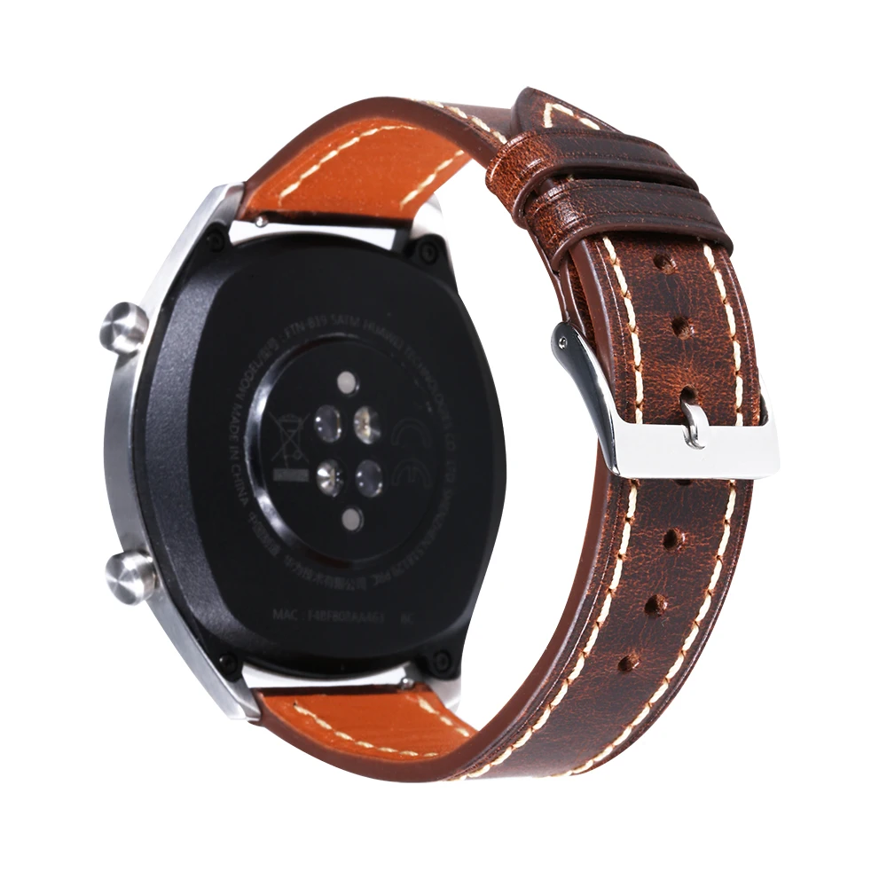 

22 mm leather watch strap with spring bar handmade wrist quick release huwai gt2 watch strap, Brown/red/black/coffee/green/blue