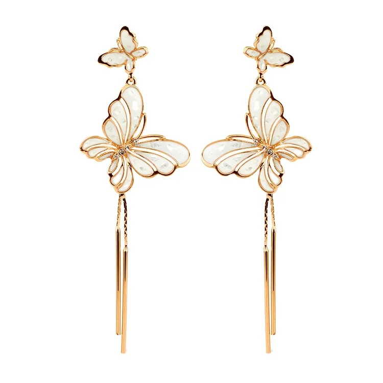 

new 2021 fashion butterfly shell fringed earring tassel earrings.