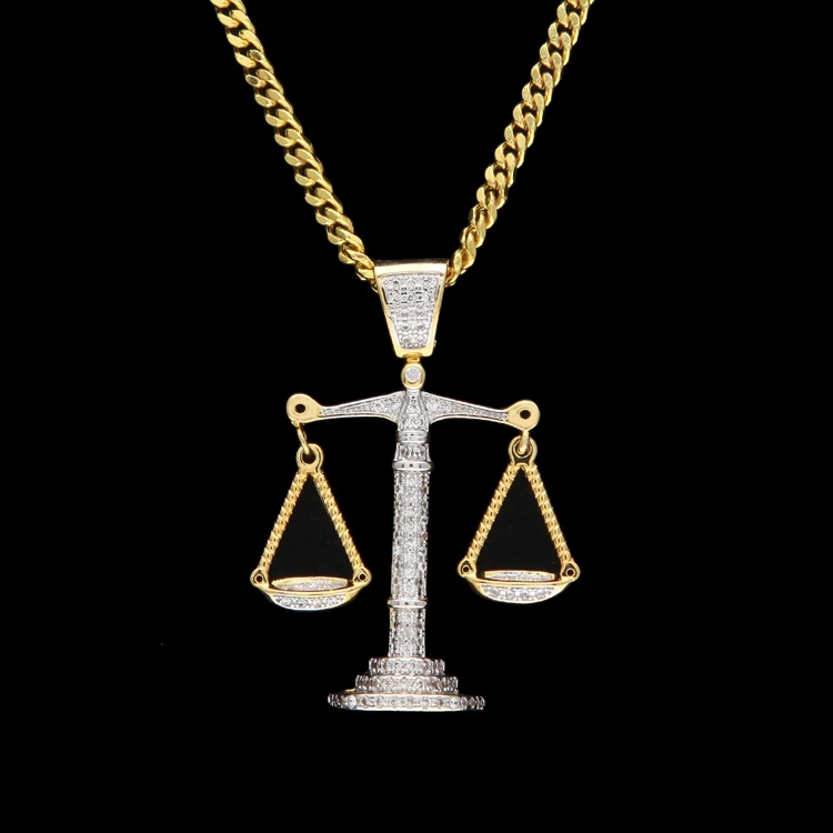 

Wholesale Stainless Steel Men Hiphop Balance Scales Pendant Charm with Chain