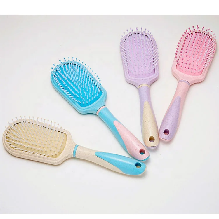 

Beau Fly Anti Static Detangling Massage Hair Comb Wheat Straw Cushioned Paddle Hair Brush, Customized