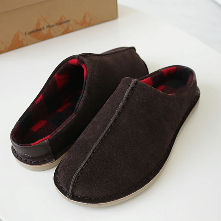 

Men Indoor Slippers Suede Upper Leather Outsole, Customized colors
