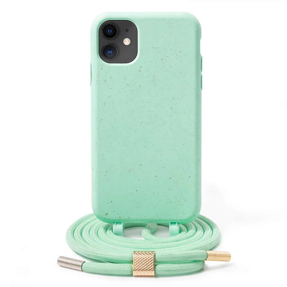 

Nature Friendly in stock 100% biodegradable necklace phone case for iPhone series iPhone 11 and iPhone 12, Stock color or customize