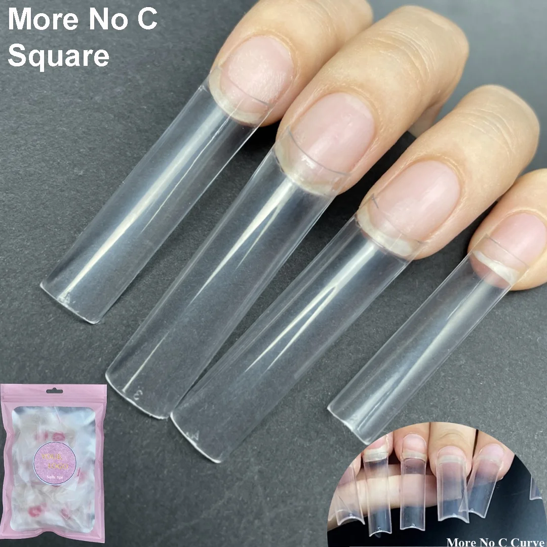 

500pcs/Bag Newest Square Tips C Half Curved Straight Manicure Nail Art Decoration Tools XXL More no C Curve Square Nail Tips, Picture