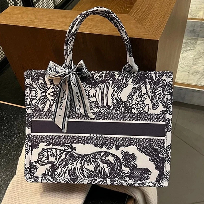 

2022 New Shopping Bag Printed Canvas Female Shoulder Bag High Quality Large Capacity Casual Tote Fashion Women Purse and Handbag