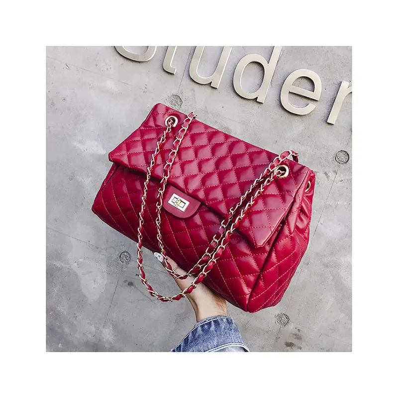 

China Supplier New design women handbag PU leather lady shoulder bag with chain