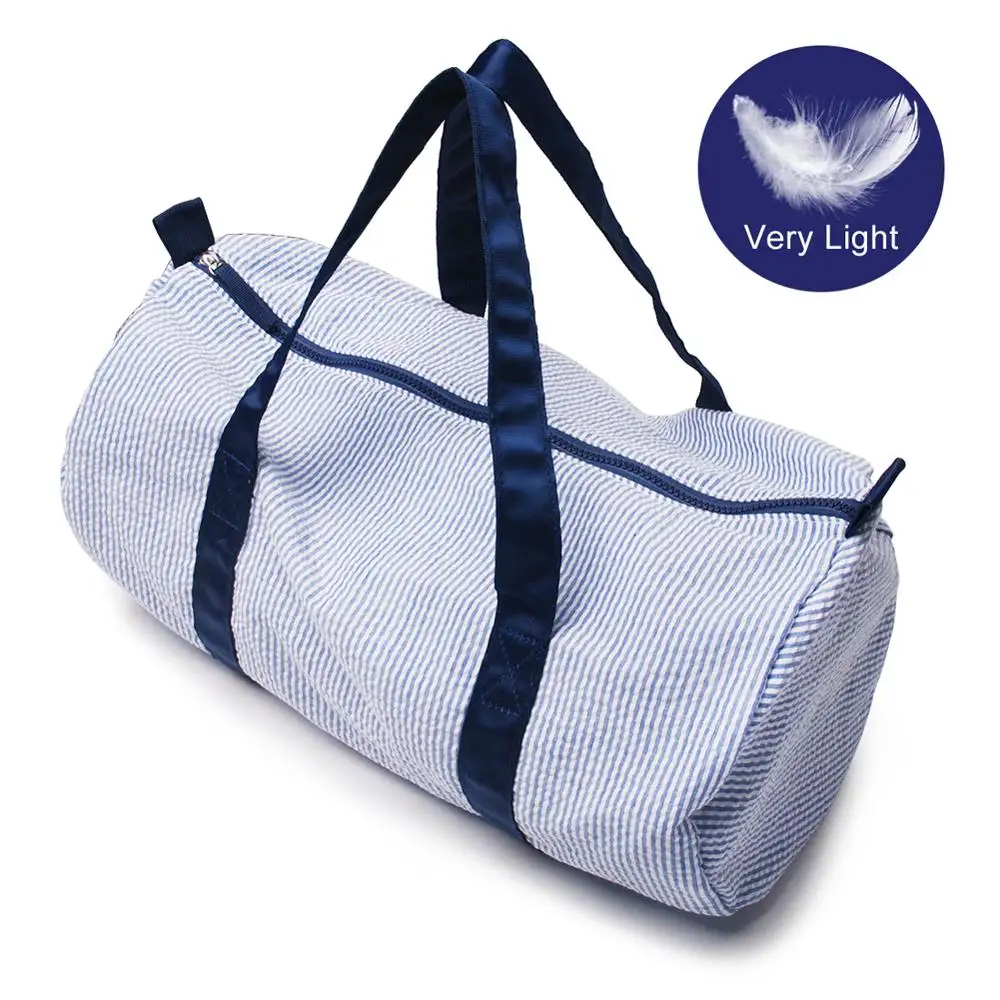 

Seersucker Monogrammed Child Size Duffle Bag Kids Travel Overnight Bag Weekender Duffel Bag DOMIL1061494