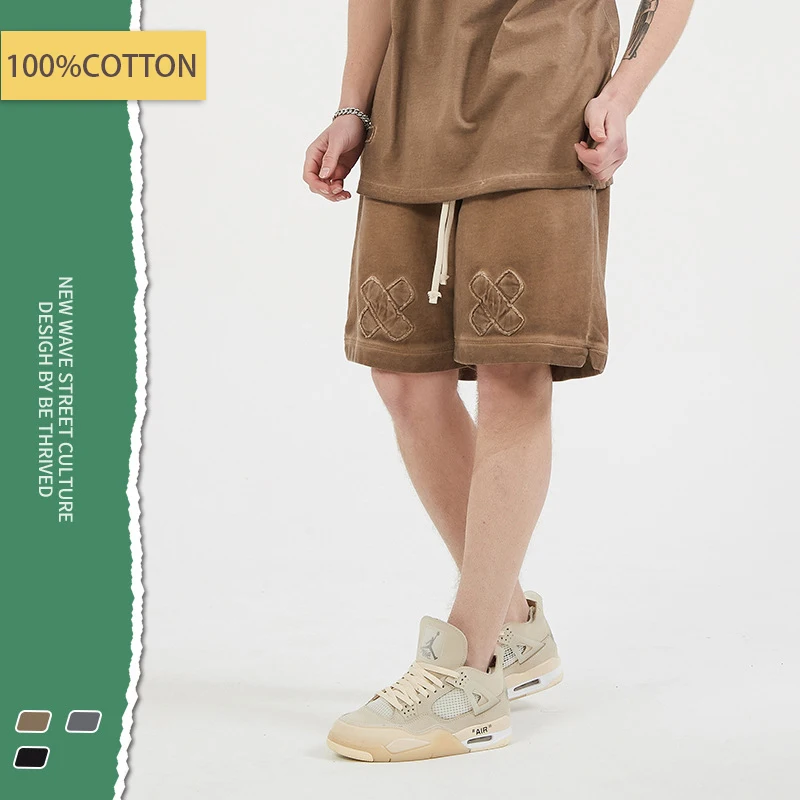 

Men's sweatpants sleeveless vest washed cotton retro hip hop shorts summer fashion casual wear