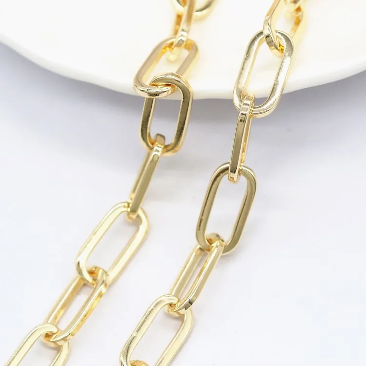 

Handmade Thick Chunky Pure Copper Chain 14k Gold Handmade Paper Clip Chain Necklace Bracelet Chain For Women Jewelry Making