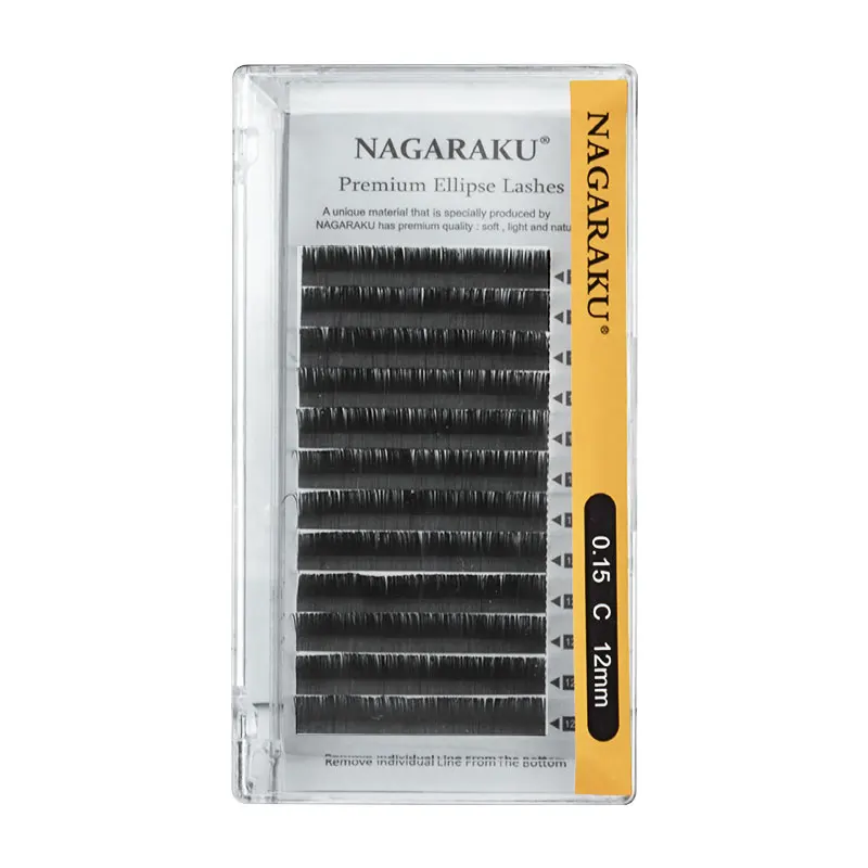 

NAGARAKU Flat Ellipse Eyelashes Maquiagem Split Tips Ellipse Shaped Natural Light Magnetic eyelash extension supplies, Matte black