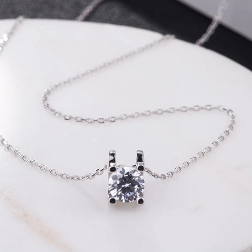 

Charm Fashion Trendy Factory Wholesale 925 Sterling Silver Ox head horn four claw diamond necklace Women's jewelry DIY