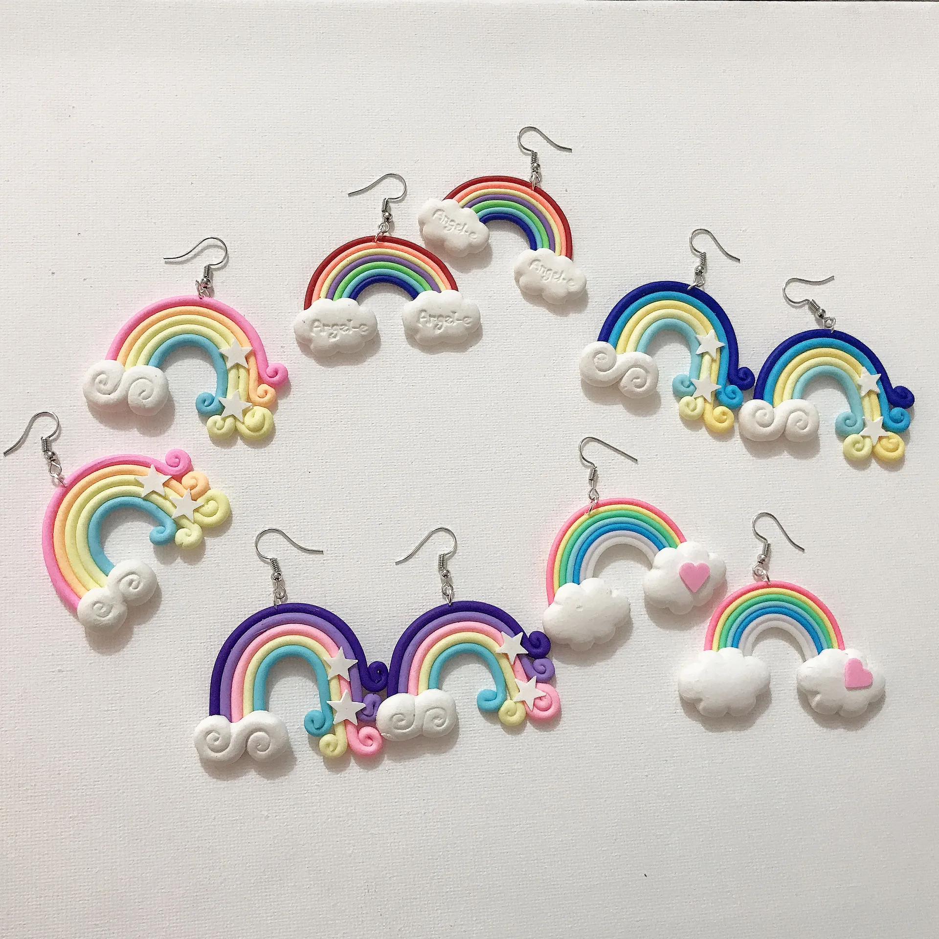 

Kids Poly Dinosaur Polymer Studs Cutter Marble July Polymer Wholesale Polymer Clay Rainbow Earrings, White