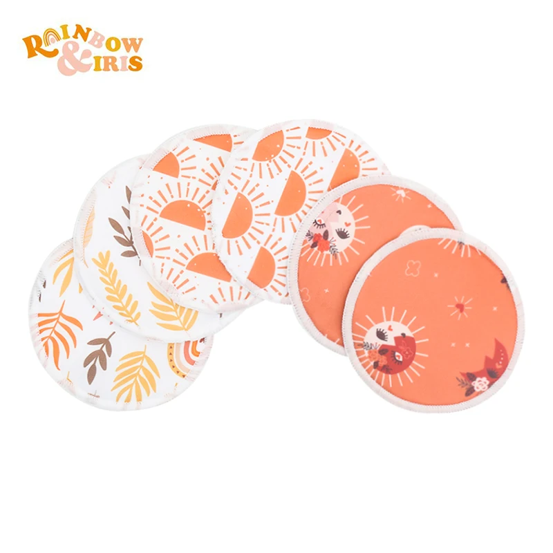 

New Arrival Rainbo&Iris 6pcs Pack Organic Washable Bamboo Nursing Breast Pads with Artistic Patterns, Customzie color