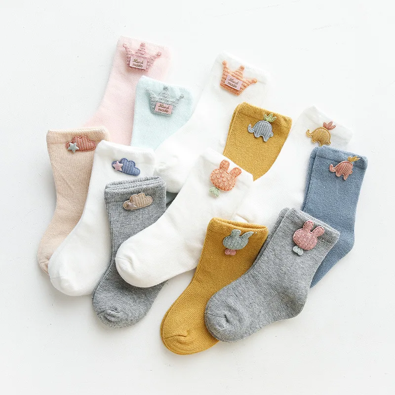 

free shipping New Baby Kids Soft Cotton Socks Boys Girls Warm Fashion Sport Socks Spring Autumn Gift 5pairs/bag, As photo
