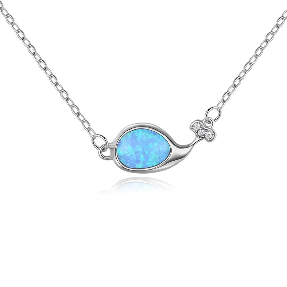 

Cute Pendant Whale Fashion 2021 Trendy Silver 925 Cubic Zirconia Opal Necklaces