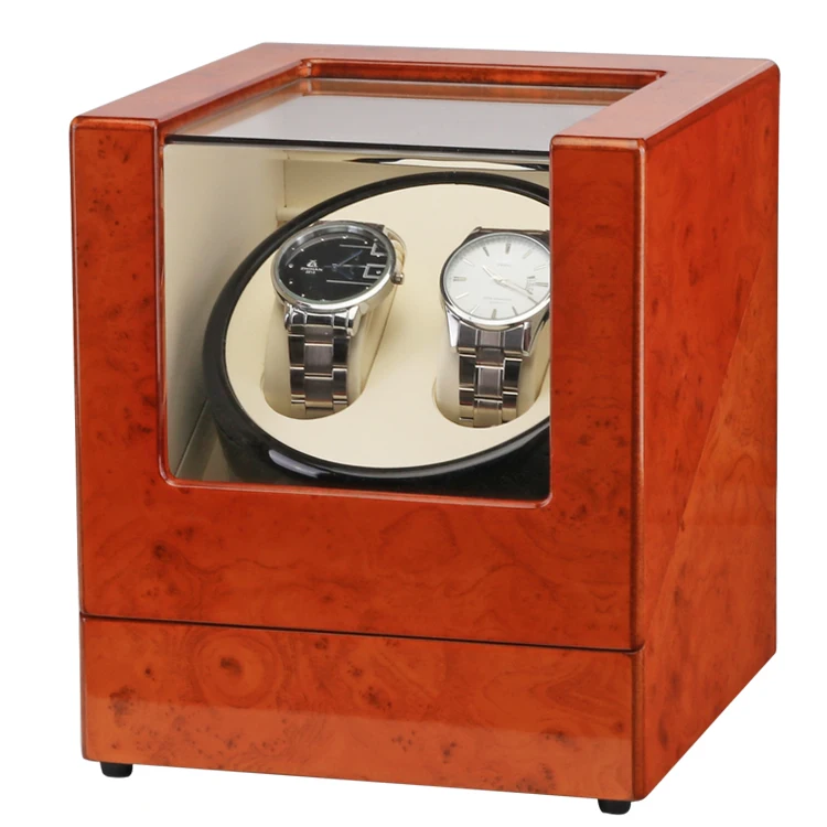 

Luxury highlights Lacquer painted Wooden Watch Winder Box For 2 Watches With Motor shaker