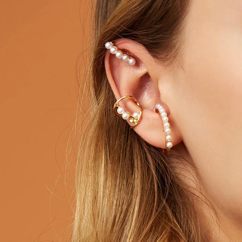

Simple Trend pearl irregular ear hook Earring for Women gold plated Stud Earrings Jewelry Gift