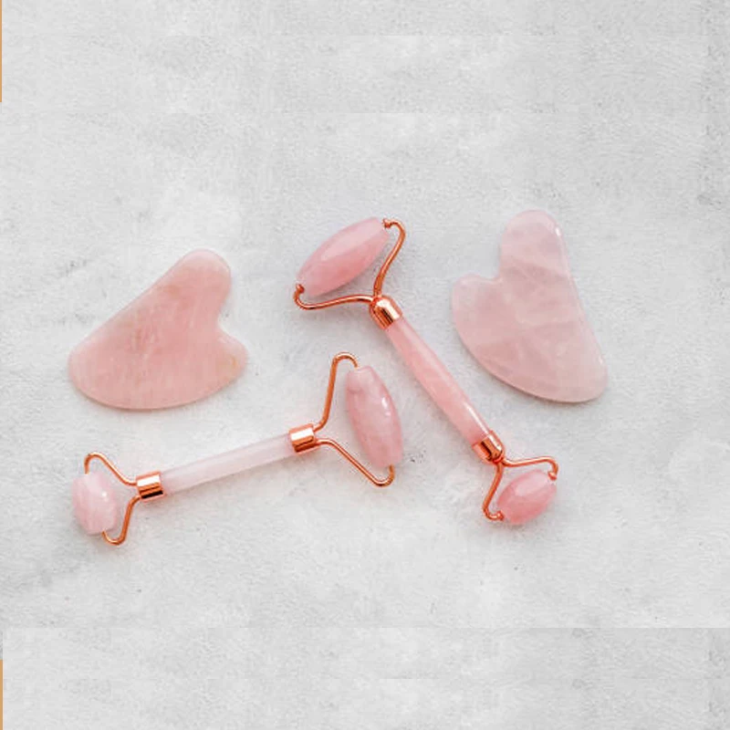 

Anti Aging Therapy Nephrite Stone Pink Rose Quartz Massage Natural Jade Gua Sha For Face