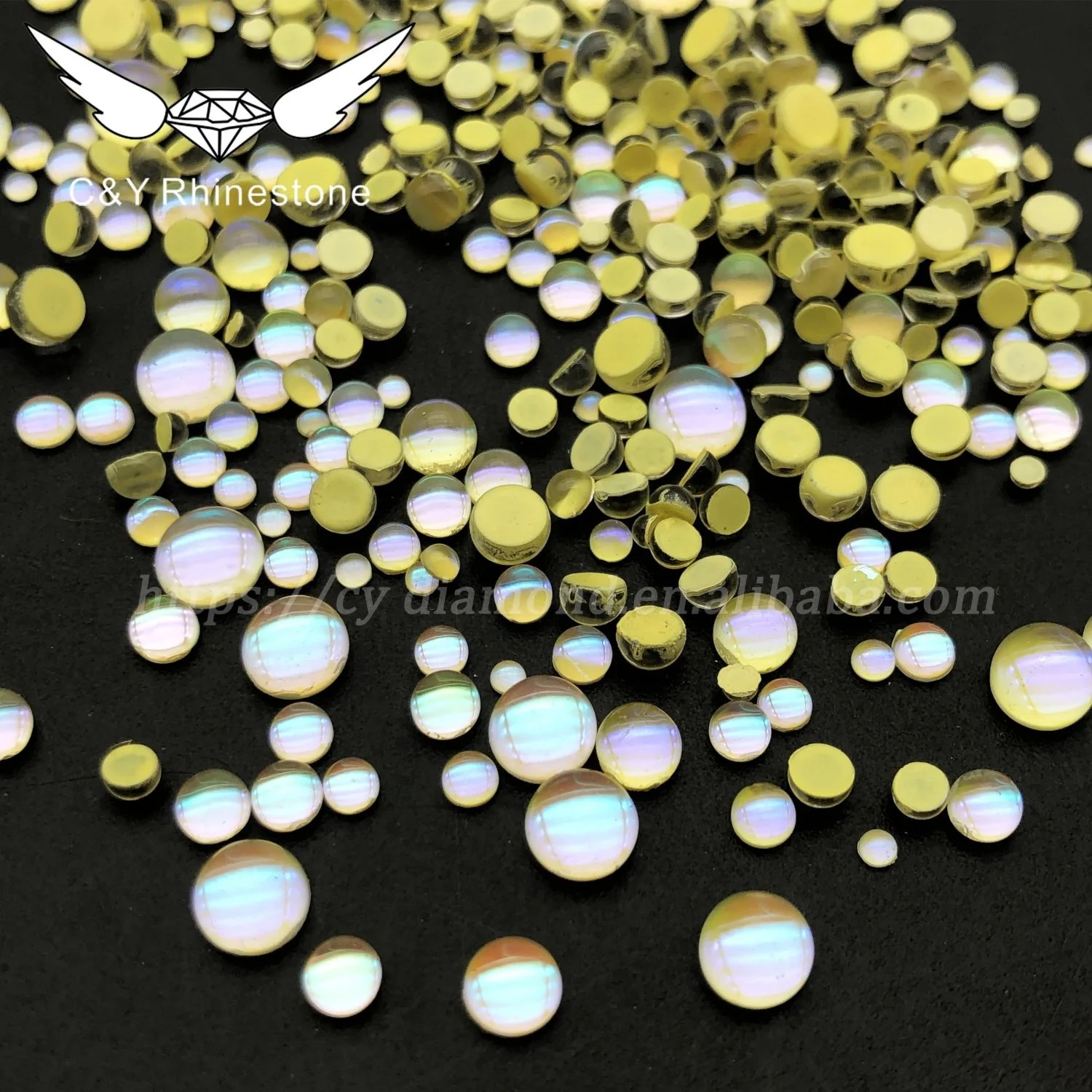 

CY Mermaid Tears Clear Glass Rhinestones Nail Art Crystal Size Half Pearls Beads Flatback Beads