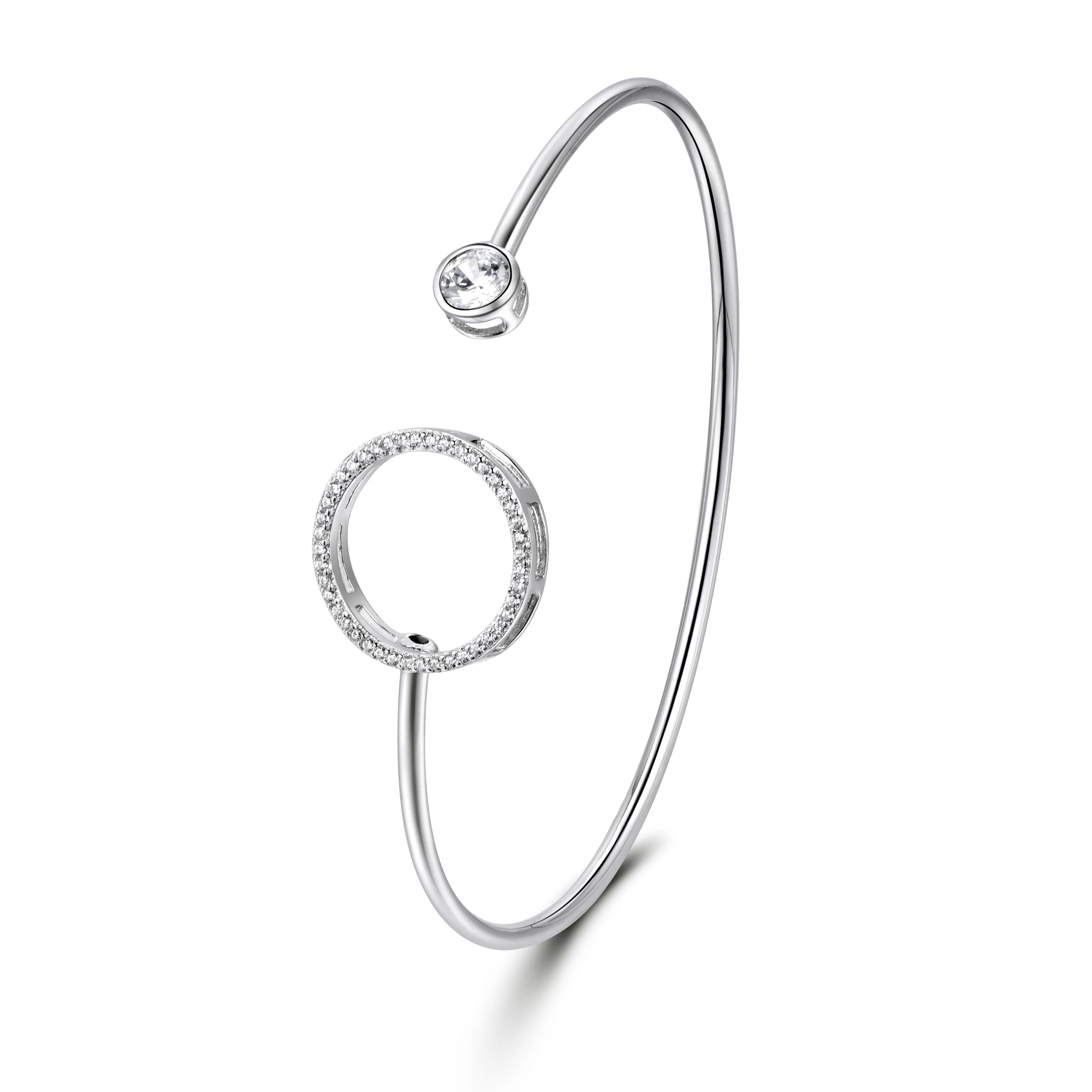 

Brighton Jewelry Circle Round Stone Gold Plated Silver Bling Sting Zirconia Open Cuff Charm Bracelet Women, Bracelet Homme