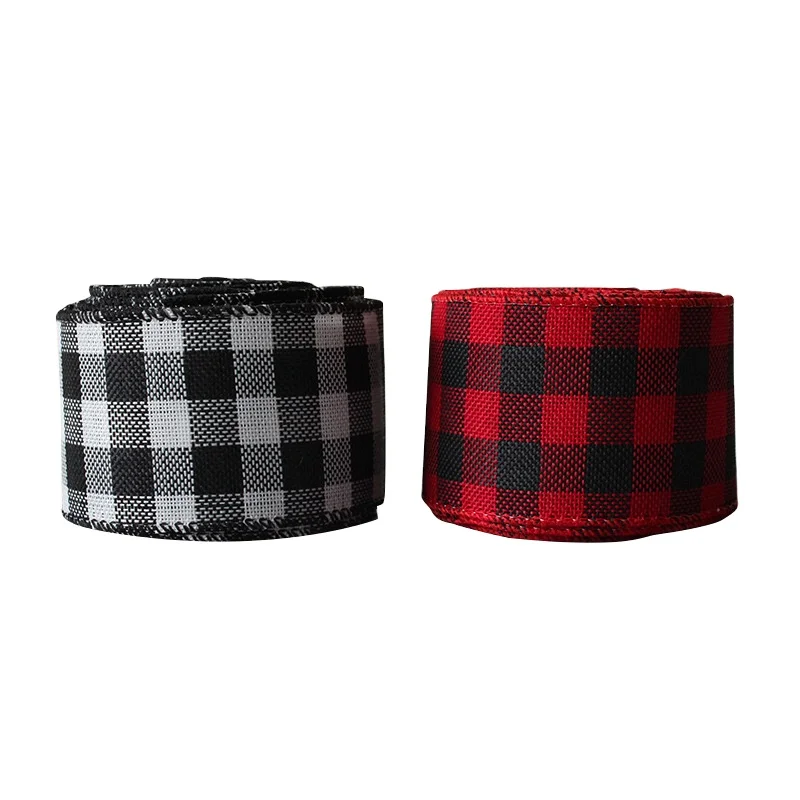 

Christmas Linen Ribbon Accessories DIY Black and White Plaid Ribbon Christmas Atmosphere Decoration Ribbon