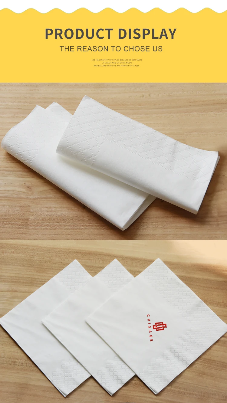 Hozhong 2 ply printing Logo new style table napkin paper white