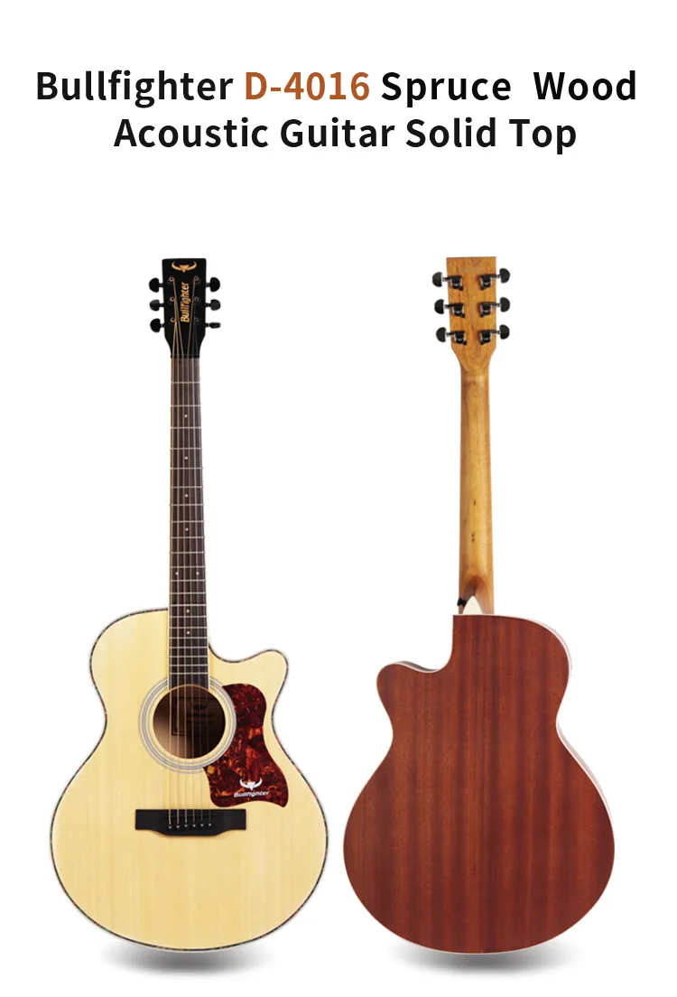Bullfighter D-4016 Spruce Wood  Affordable OEM Acoustic Guitar Solid Top