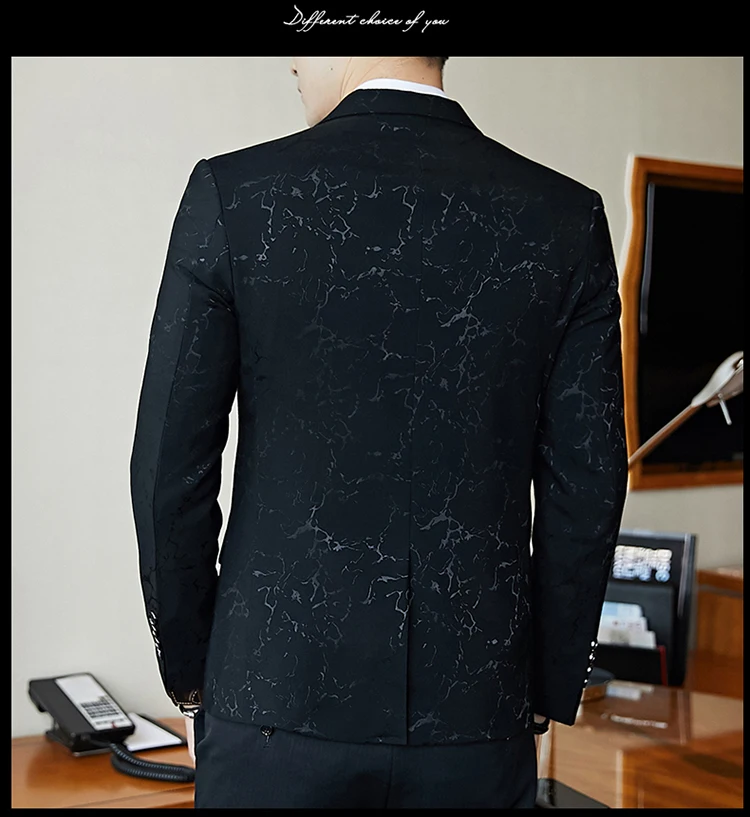 Luxury Party Prom Suit Jacket Fashion Men's Printed Slim Suit Jacket ...