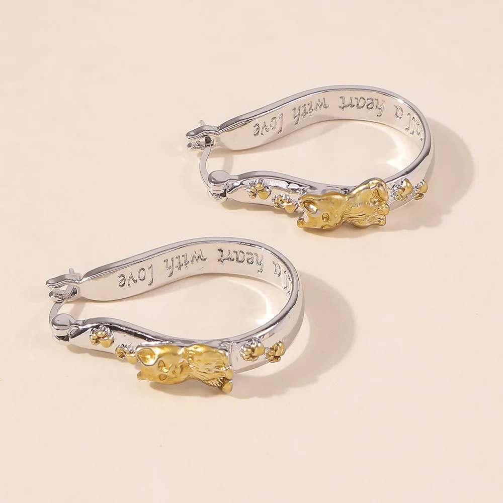 

2020 Low MOQ Hoop Earrings Mouse Pattern Brass Ear Ring Ladies Fashion Clip Earring For Women