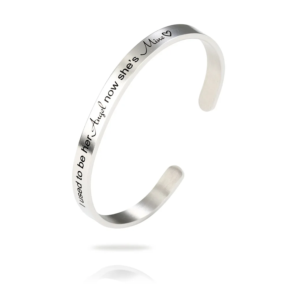 

Fashion Mother's Day Gift Lettering Stainless Steel Open Bracelet, As the picturs