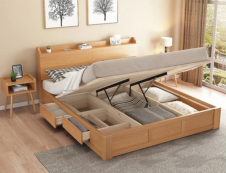 product-BoomDear Wood-Boomdeer 2019 Latest Storage Bed Furniture Wooden Double Bed Designs with Box 